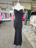 Black Glitter Corset-style Slit Maxi Dress