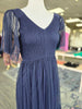 Navy Dotted Mesh Midi Dress
