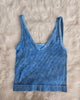 Bright Blue 2 Way Washed Ribbed Crop Tank