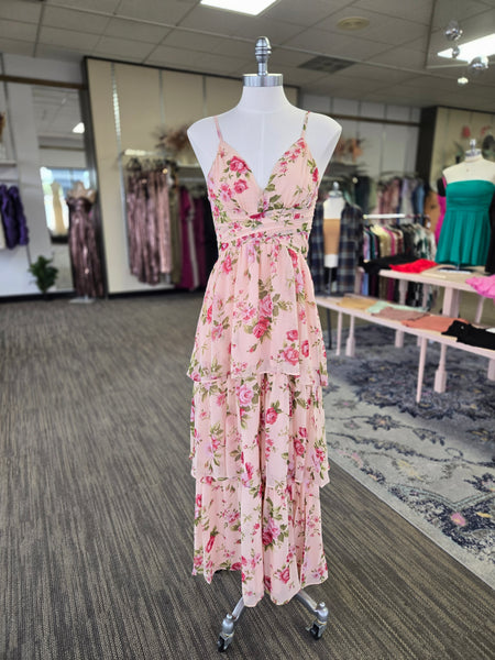 Rose Bloom Floral Teired Maxi Dress