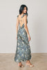 Denim Bloom Floral Flutter Shoulder Maxi Dress