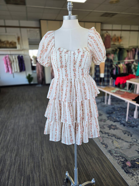 Frances Off White Floral Mini Dress