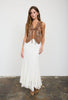 Cream Lace Pattern Midi Skirt