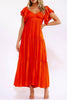 Red/Orange Boho Maxi W/ Flutter Sleeves