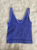 Ocean Blue 2 Way Washed Ribbed Crop Tank