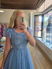 Blue Crochet Mesh Midi Dress