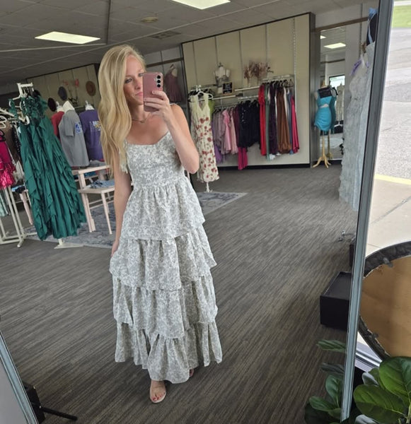 Black Floral Tiered Maxi Dress