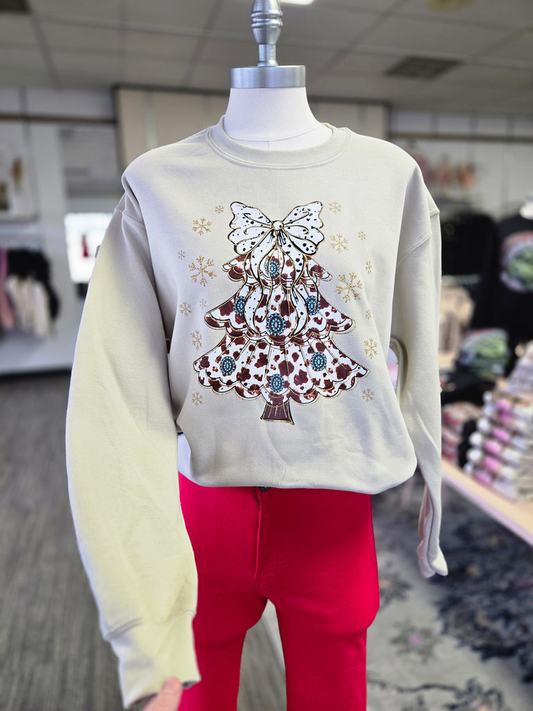 Western Bow Christmas Tree Sweatshirt
