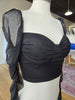 Black Mesh Sleeve Crop Top