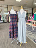 Navy Multi Plaid Smocked Midi Dress