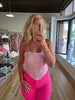 Pink Rhinestone Lace Up Corset
