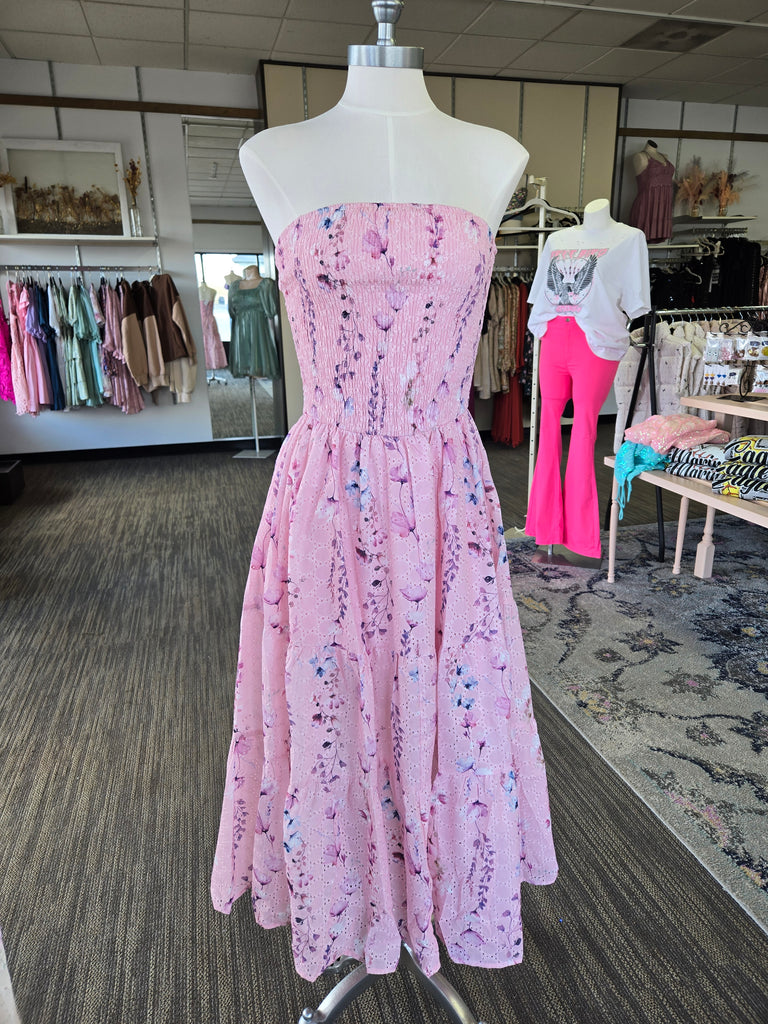 floral strapless midi dress Lahita Strapless Midi Dress Floral Plum