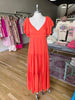 Red/Orange Boho Maxi W/ Flutter Sleeves