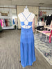 Denim Relax Fit Drawstring Lace Back Maxi Dress