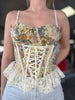 Floral Tapestry Corset Top W/Lace