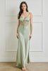 Lt Sage Satin Lace Detail Maxi Dress