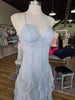 Light Blue Clear Sequin Lace Midi Dress