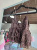 Dark Brown Tiered Lace Babydoll Cami Top