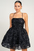 Black Strappy Open Back 3d Sequin Lace Mini Dress