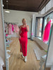 Red Basic Maxi Slit Dress