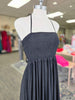 Black Smocked Halter Maxi Dress