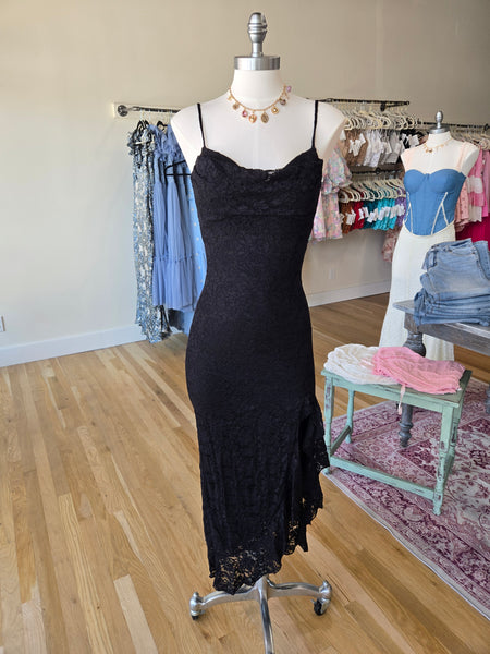 Black Lace Ruffle Dress