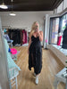 Black Clear Sequin Lace Midi Dress