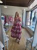 Wine Floral Tiered Maxi Dress