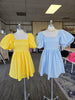 Yellow Puff Sleeve Bow-back Mini Dress