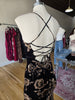 Velvet Cowl neckline Floral print Spaghetti straps