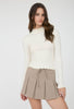 Cream Lettuce Trim Knit Top