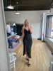 Black Rhinestone Ruffle Dress