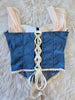 Denim Blue Corset Top W/Lace