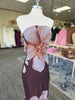 Brown Floral Tube Slit Dress