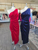 Navy One Shoulder Slit Dress