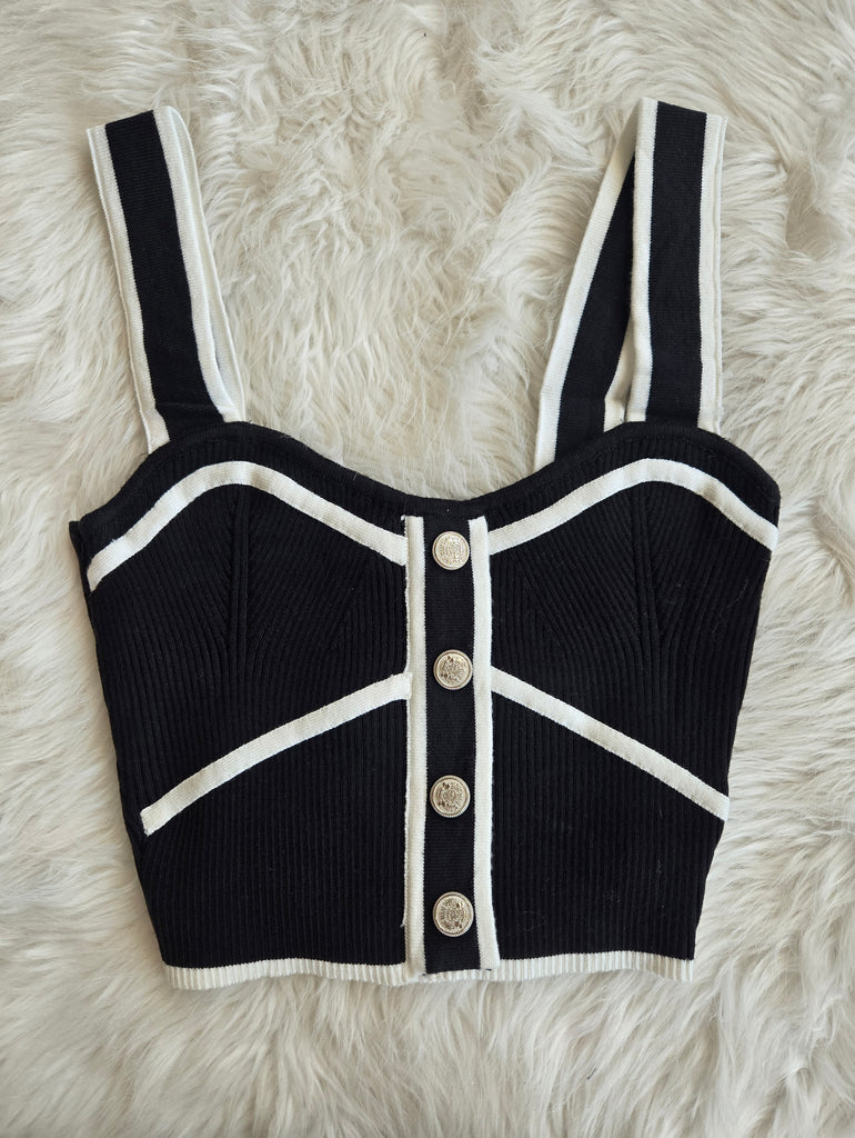 Black Sweater Rib Crop Top