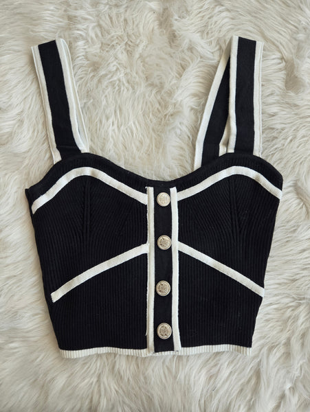 Black Sweater Rib Crop Top