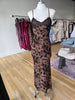 Brown W/ Black Velvet Floral Maxi
