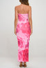 Pink Floral Tube Slit Maxi Dress