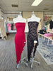 Burgundy Lace Ruffle Slit Maxi Dress