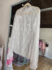 Off White Mesh Lace High Neck Long Sleeve Fitted Top -PLUS