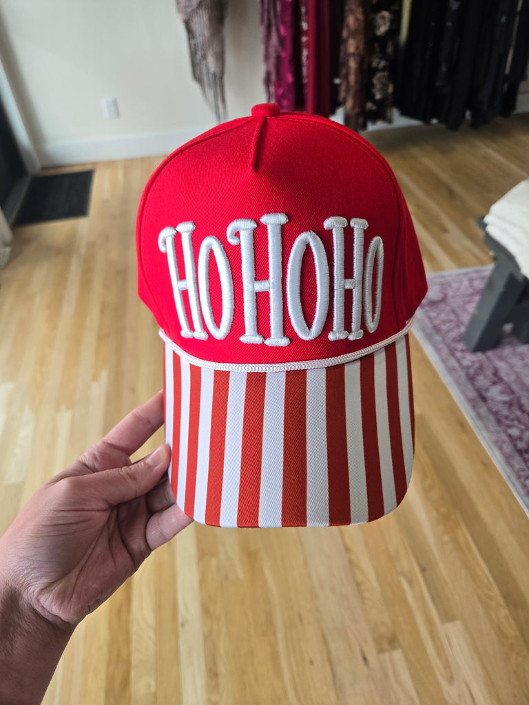 HO HO HO Striped Hat