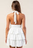 White Eyelet Halter Mini Dress