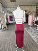 Wine Wood Cowl Neck W Layered Strap Maxi Dress