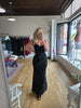 Black W/ Black Velvet Floral Maxi