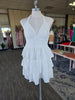 White Eyelet Halter Mini Dress