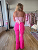 Pink Rhinestone Lace Up Corset