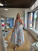 Lt Blue Floral A-Line Midi Dress