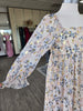 Beige Floral Foil Puff Sleeve Babydoll Dress