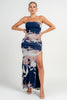 Navy Multi Tube Ruching Maxi Dress